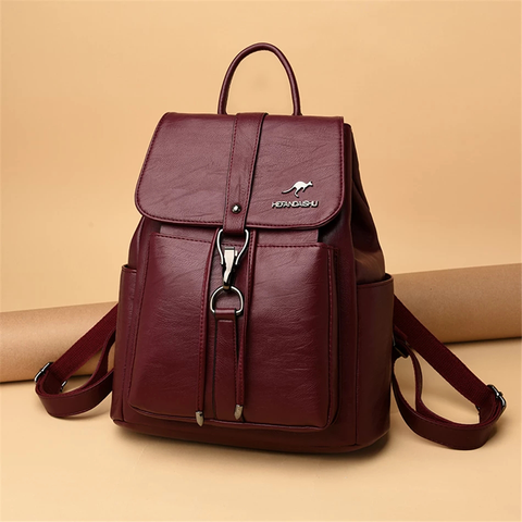 Anti-theft Leather Ladies Vintage Backpack Small Women's Backpack