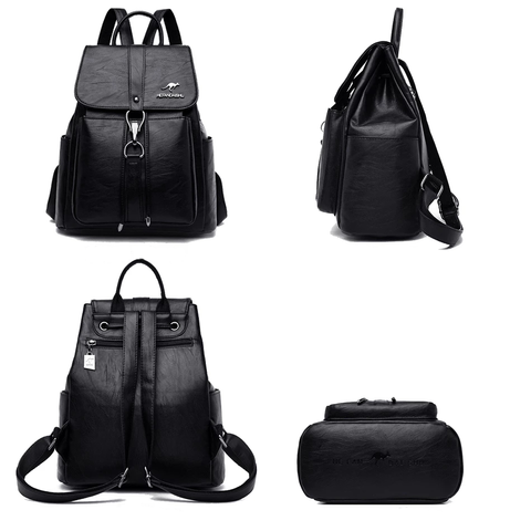Anti-theft Leather Ladies Vintage Backpack Small Women's Backpack